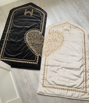 Tapis de prière couple en forme de coeur doré