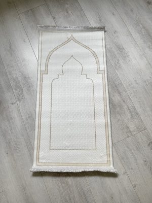 Tapis de prière enfant velours crème