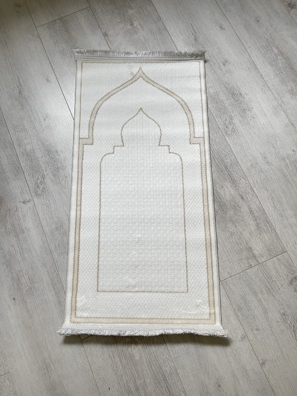 Tapis de prière enfant velours crème